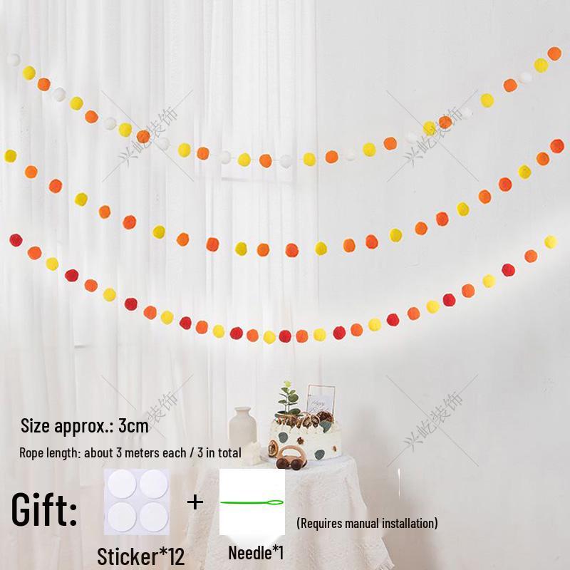 Children’s Room Pompon Bunting Decoration - Birthday Party Tent Backdrop Ornament