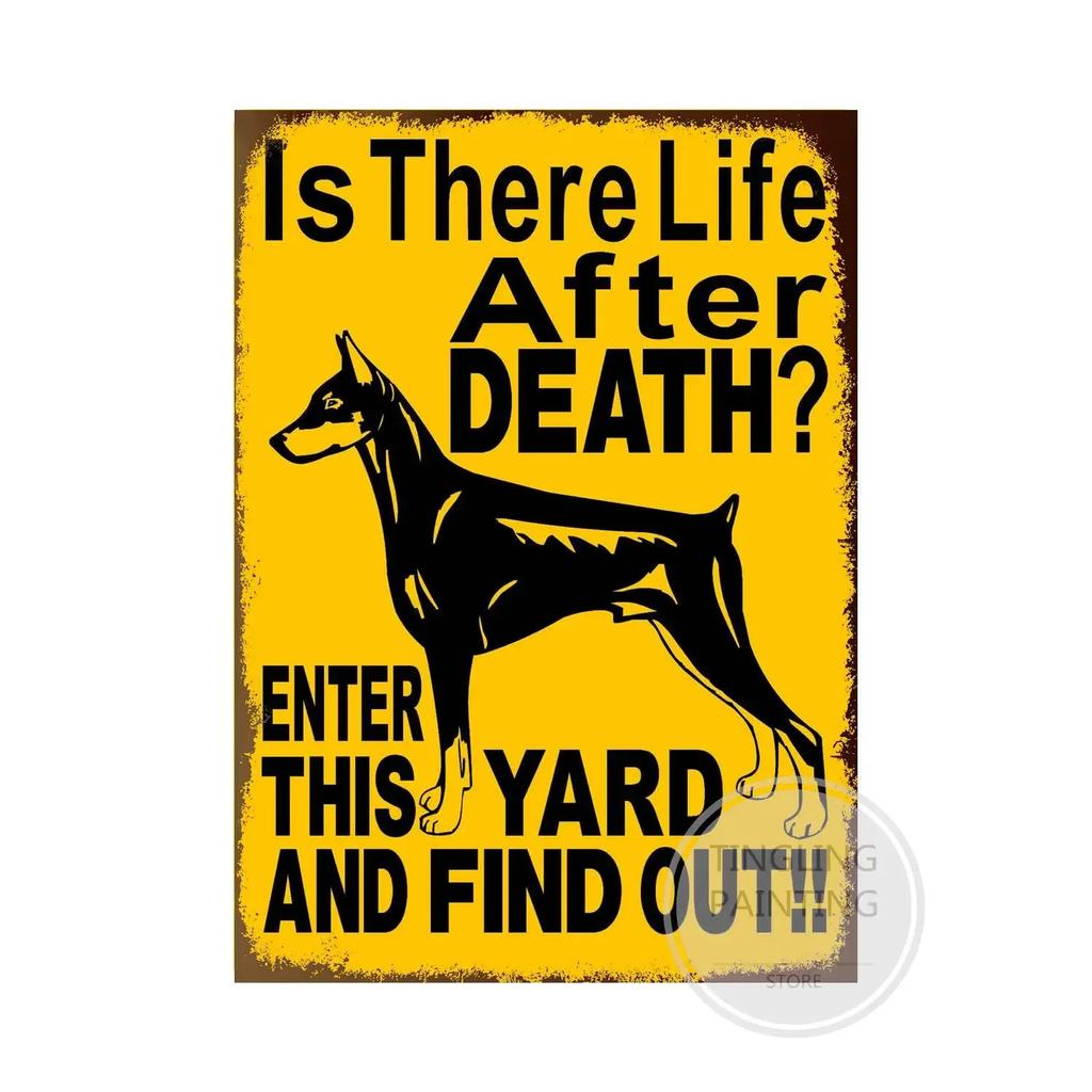 1pc Warning Dog Metal Tin Signs Vintage Poster Beware Of Dog Retro Sign Wall Stickers For Garden Family House Door Decoration