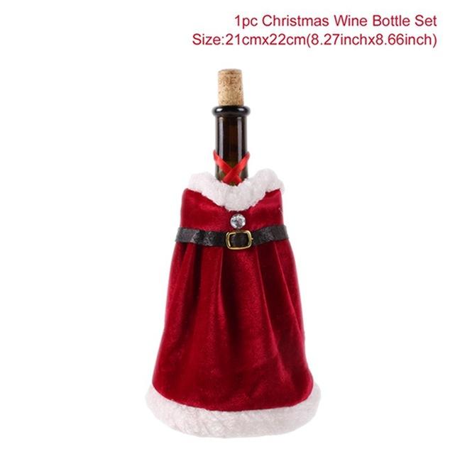 Copri bottiglia di vino di Capodanno Decorazioni di buon Natale per la casa Regalo di decorazioni per la tavola di Natale