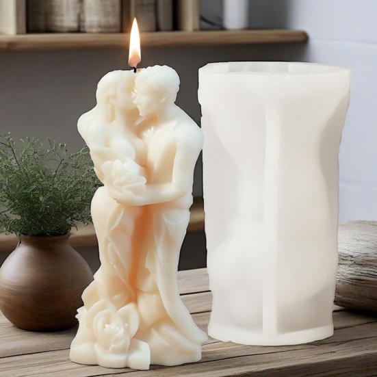 DIY Valentine's Day Silicone Mold Couple Embracing Heart Shape Mold for Aromatherapy Candles Plaster