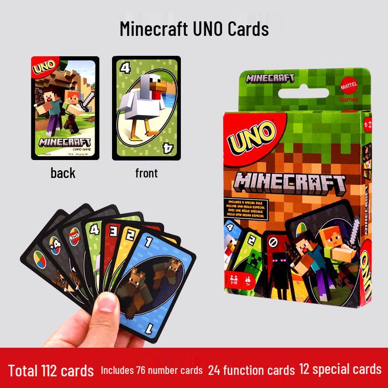 UNO издание Minecraft: Оригинальные игральные карты Mattel для неформальных многопользовательских и веселых party-игр.