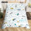 Kids Equipment Trucks Duvet Cover King Boys Cartoon Car Bedding Set Construction Highway Comforter Cover Set