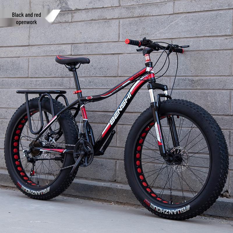 Men's Off-Road Fat Tire Snow & Mountain Bike - Variable Speed, Shock Absorbing, Wide Tires for Beach and Trail