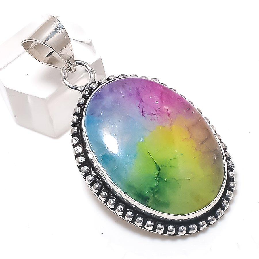 Natural Rainbow Solar Quartz 925 Sterling Silver Jewelry Pendant 2.01" S9a62
