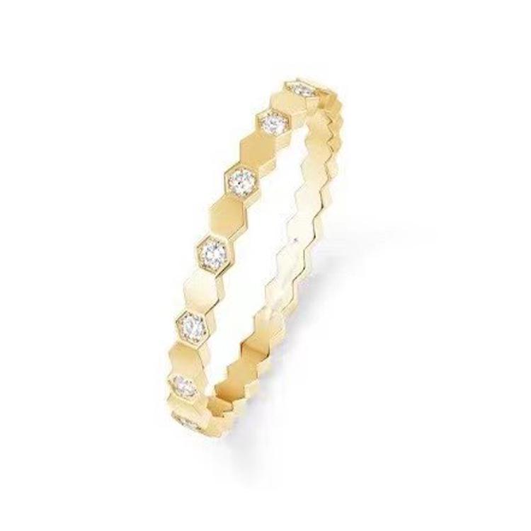Shangjia Starry Sky 18k Rose Gold Honeycomb Ring – Niche Design, High-End Feel