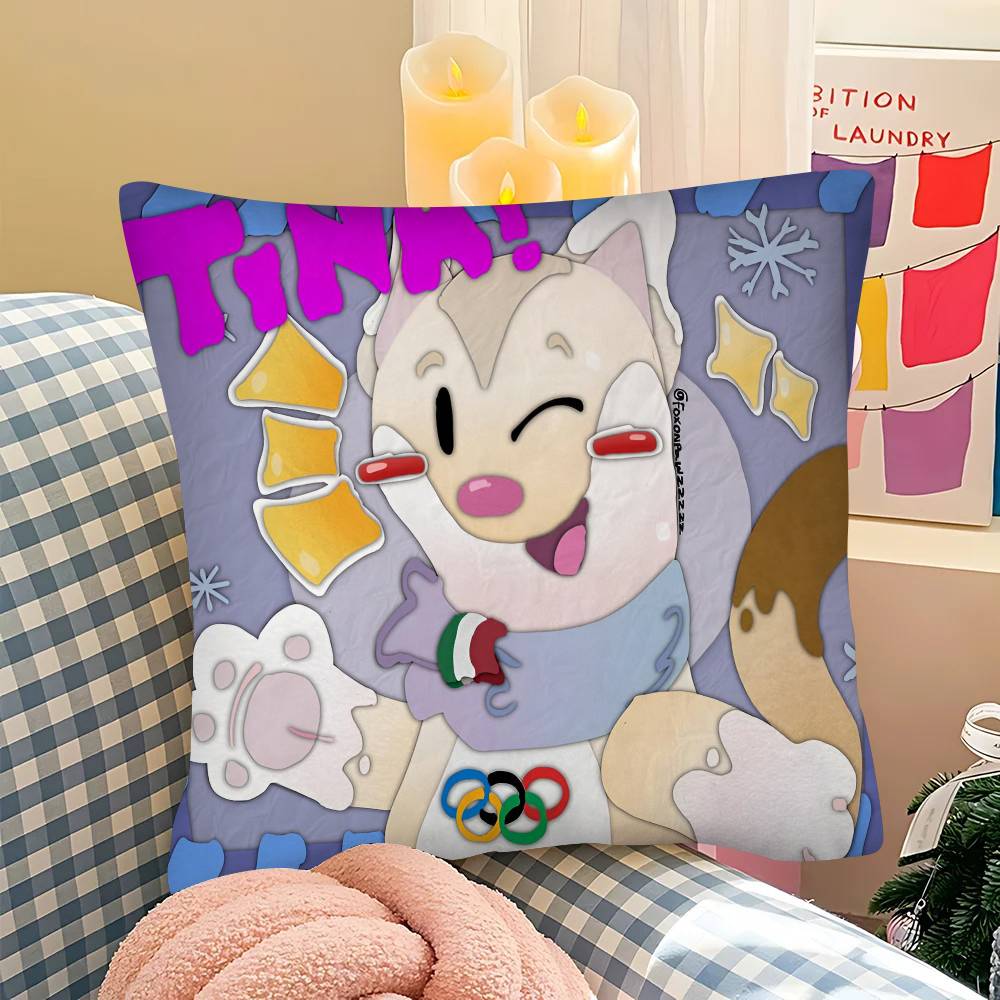 pc Mascot TTina And CUTE MMilo Pillow Case Fashion Square Pillowcase Bedroom Sofa Room Ins Decoration Leisure