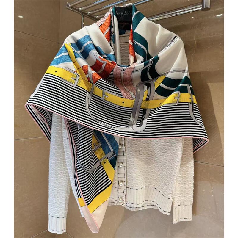 NINA SOLOR Horse Bit Lock Ring Lamb Wool Square Scarf