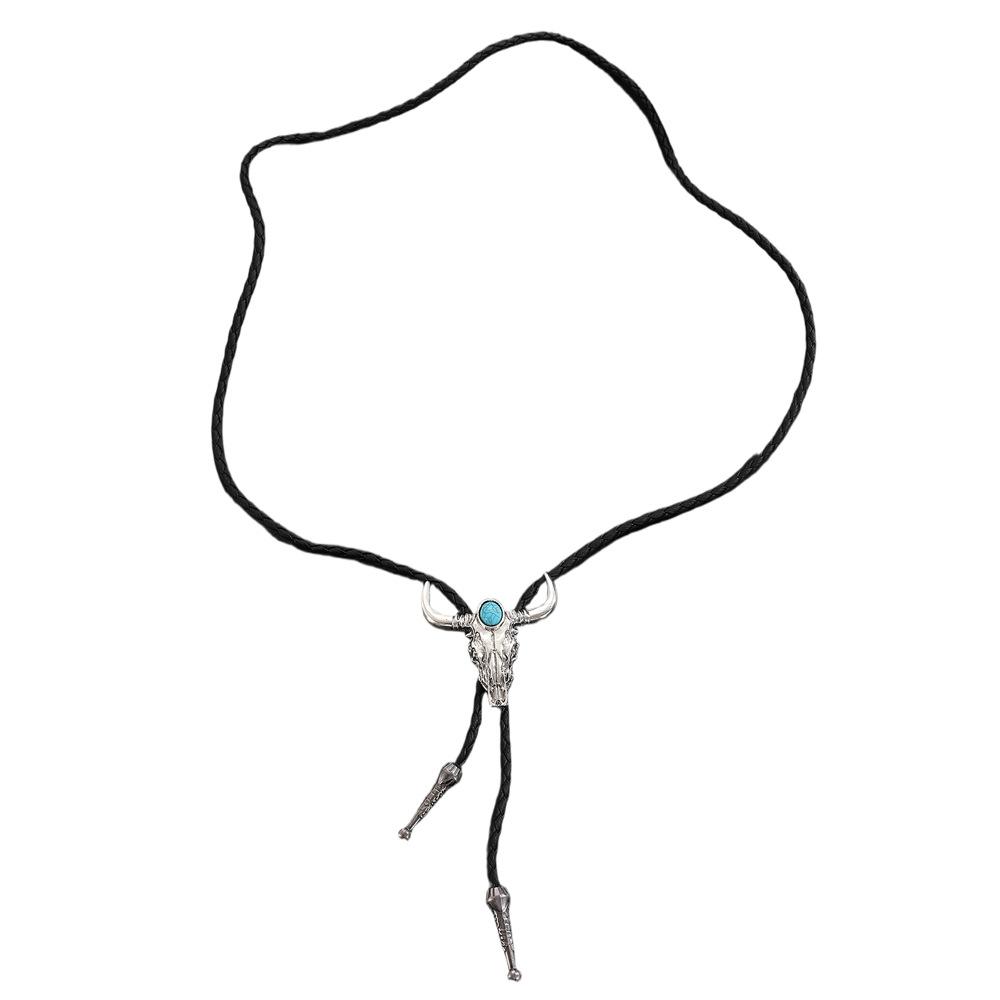 High quality long leather bull's head necklace jewelry wholesale fashion new factory direct sales retro men's leather necklace