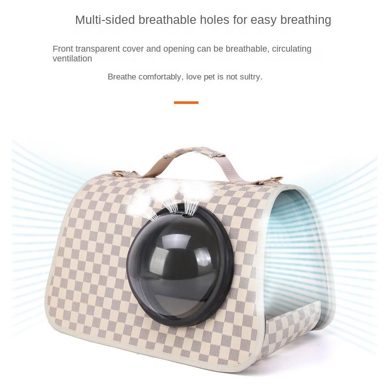 

Portable,Cat Bag, Winter Cat Bag, Space Cabin, One Shoulder, Cross Body, Chessboard, Pet Backpack, Portable бежевый