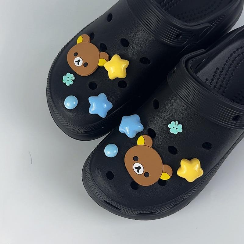 10PCS Fashion Shoe Charms Set Accessories Hole Shoe Buckle Cute Little Bear Star DIY 3D Shoes Decorations Kids Party Gift