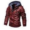 Winter Männer Leder Jacke Mit Kapuze Motorrad PU Baseball Jacke Mantel Männlichen Warme Fleece Windjacke Outwear Jacken