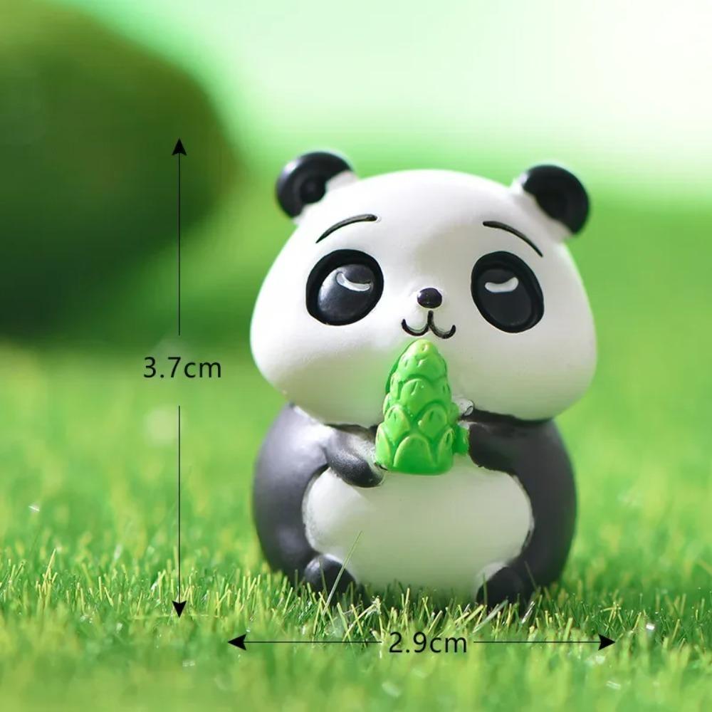 8PCS Micro Landscape Creative Cute Bamboo Panda Doll Gardening DIY Keychain Decoration Accessories Desktop Small Ornaments