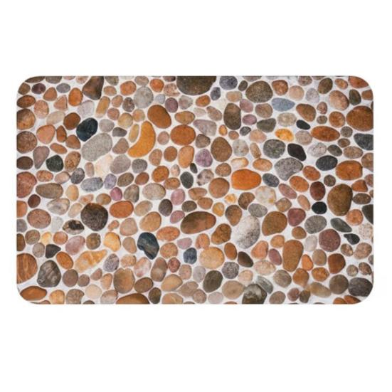 3D Optical Illusion Rug Pebble Stone Visual Illusion Doormat Non-Slip Water Absorbent Floor Mat for Bathroom Bedroom Living Room Entrance Decor
