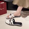 Flat-bottomed slippers women's outer wear summer new lock design sandals beach slips