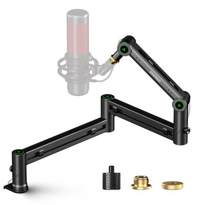 Aokeo Desk Low Profile Adjustable Microphone Boom Arm Perfect for Blue Snowball HyperX Elgato and More AK-58 Stand, Yeti, iCE, QuadCast, SoloCast,