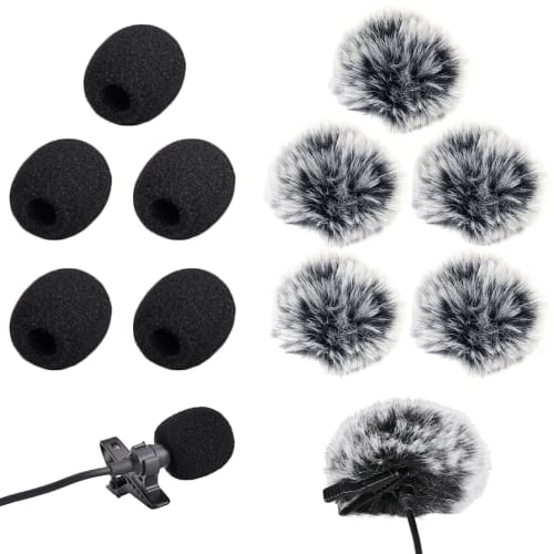 KDSSYFT 5-Piece Pin Microphone Wind Muffs, Microphone Sponges, 5mm Inner Diameter, Hairy Windscreen for Intercom Microphones, Noise Reduction, Replace