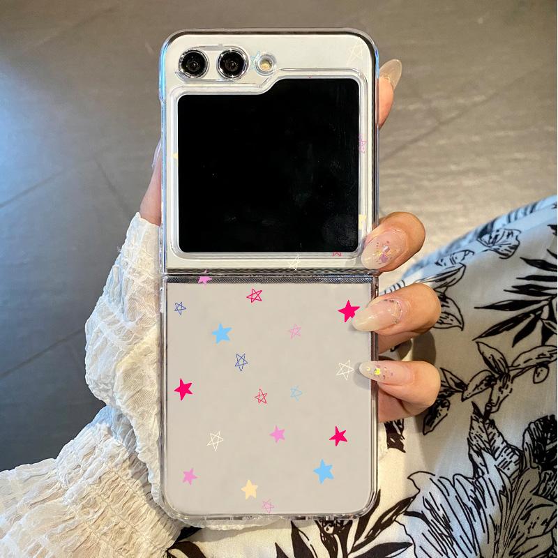 Little Love Heart Transparent Case For Samsung Galaxy Z Flip6 Flip5 Flip4 Folding Hard Phone Cover For Samsung Z Flip 6 5 4 3 5G