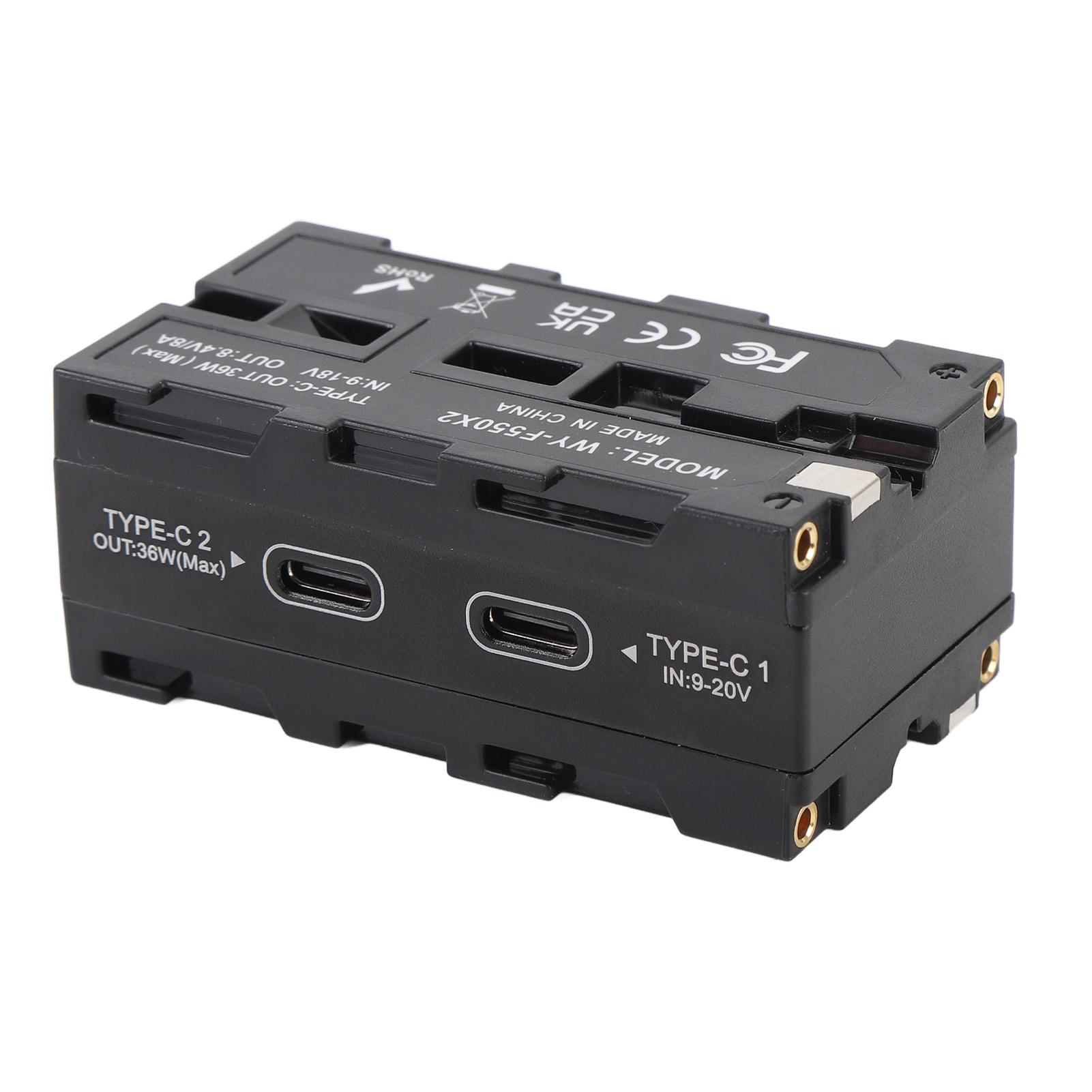 

Двусторонний адаптер для муляжа батареи NP F с цифровым дисплеем и портом Type-C для передачи изображения