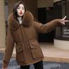 Women's Medium and Long Cotton-padded Clothes, the New Loose Korean Version of Fur Collar Velvet Pie Overcomes Down Cotton Clothes and Winter Coats.