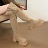 Fashion Over The Knee Boots for Women Fad Mid Heels Platform Shoes Designer Suede 2025 Winter New Elegant Long Boots Party Pumps Zapatos