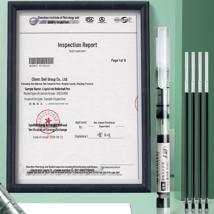 Deli S856 Quick-Dry 0.5 Black Rollerball Pen for Students - Full Needle Tube, Water-Based Ink