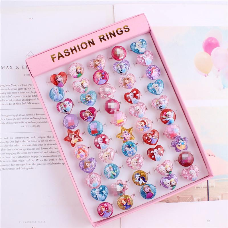 50Pcs Cartoon resin children's ring - Sweet flower ring - Gift box set finger ring - Party gift