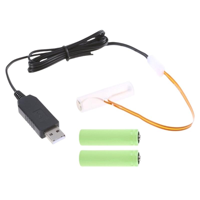 LR6 AA Battery Eliminators USB Power Supply Cable Replace 3Pcs 1.5V AA Battery Cable for LED Light Electronic Toys 1