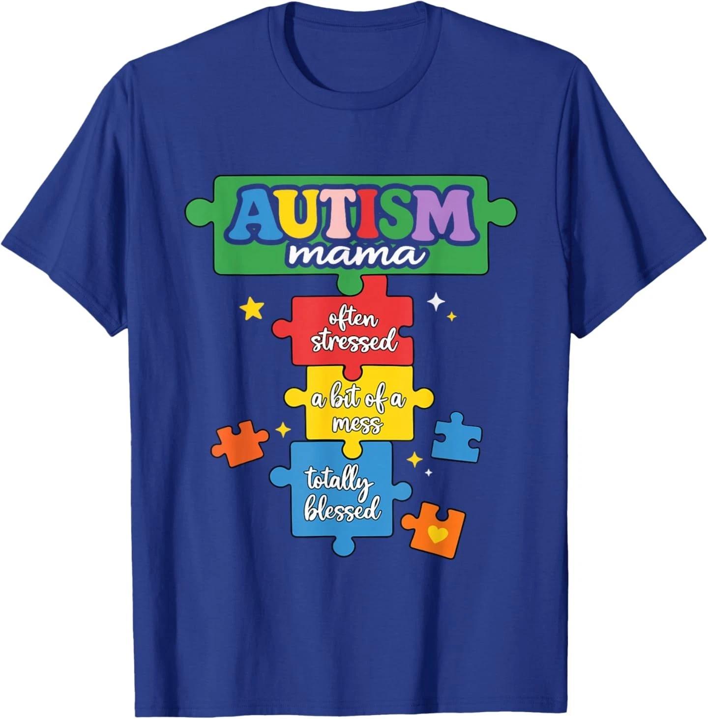 Autism Mama Puzzle Piece Autism Mom Awareness Neurodiversity T-Shirt S