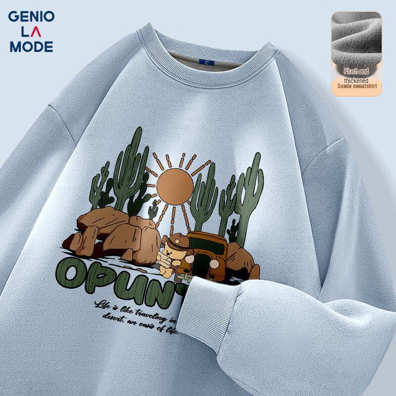 

GENIOLAMODE Men s Winter Fleece-lined Suede Sweatshirt XL