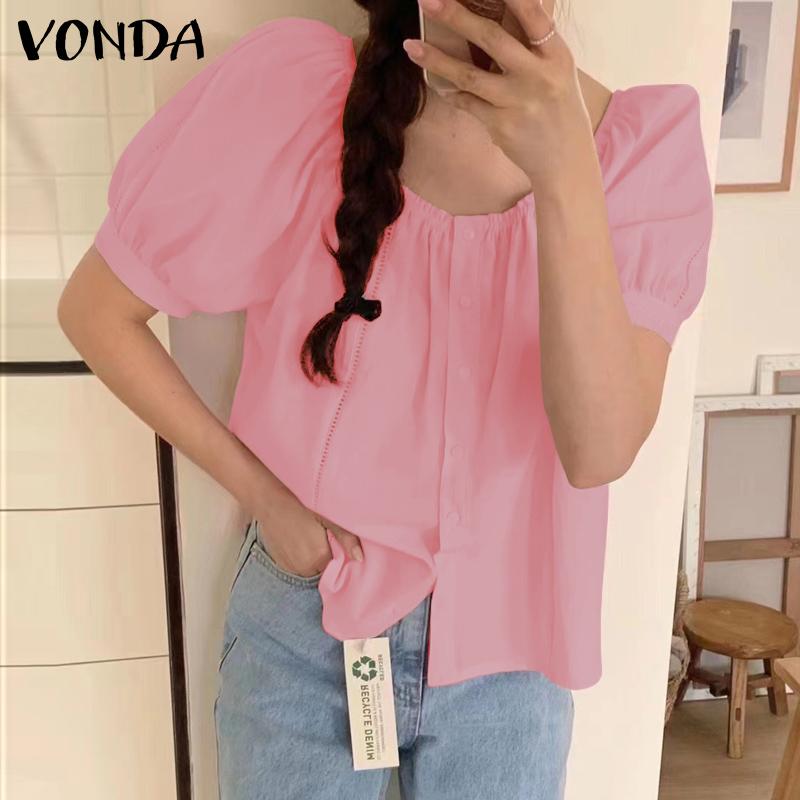 

Женская кружевная рубашка VONDA с ​​круглым вырезом и короткими рукавами 4XL розовый