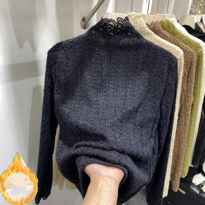 

Двухслойная бархатная рубашка с высоким воротником и плотным начесом для женщин на осень и зиму с рубашкой по низу L