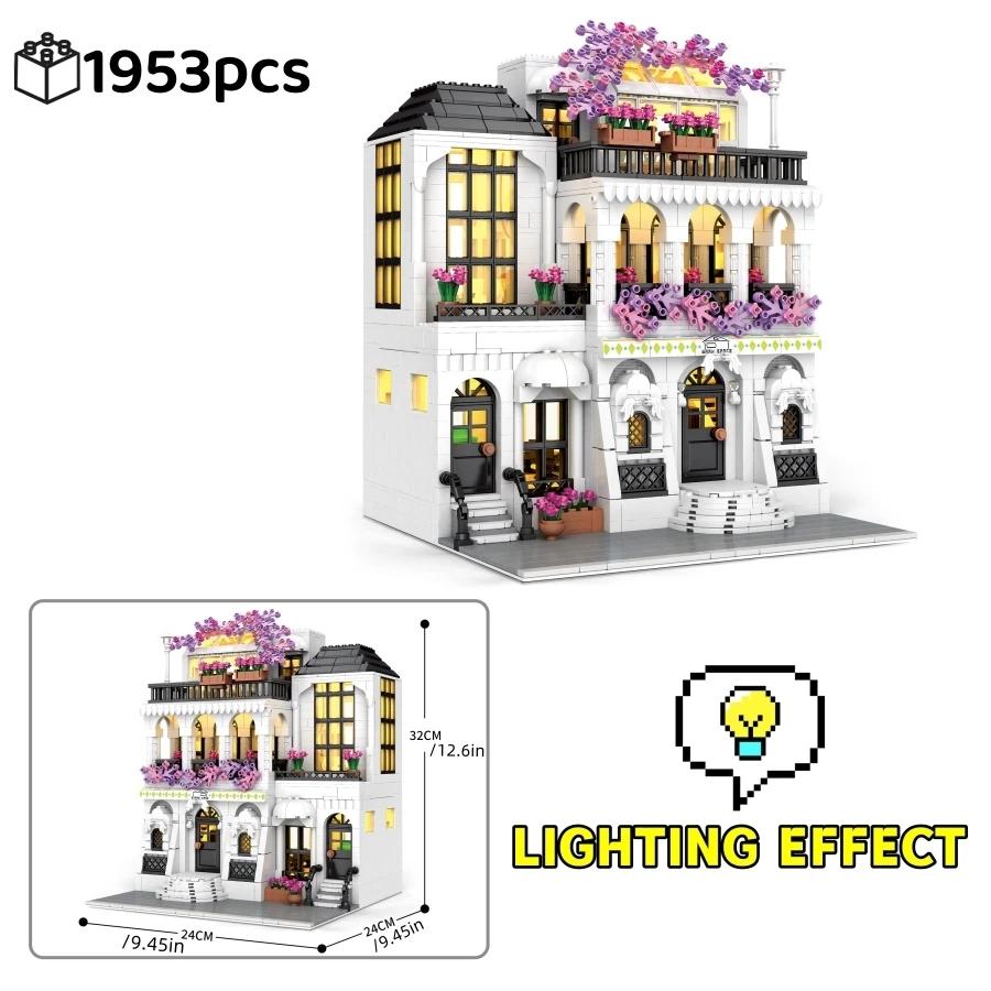 Non-Toxic Creative Flower House Building Bricks Model Kit Moc Custom Design Construction Set Creative Diy For Children Birthday Gift