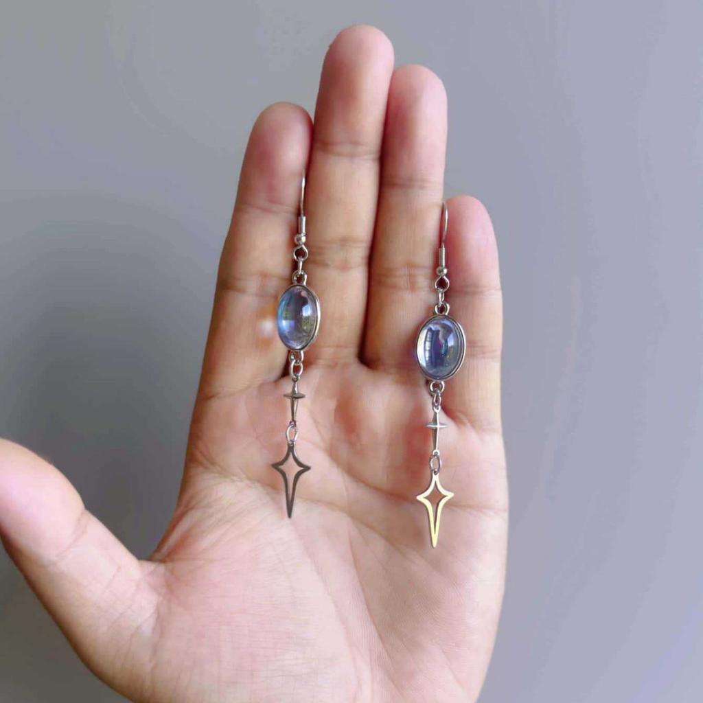 North Star Dangle Earrings, Y2K Gothic Jewelry, Hypoallergenic Earrings, Cute Statement Earrings