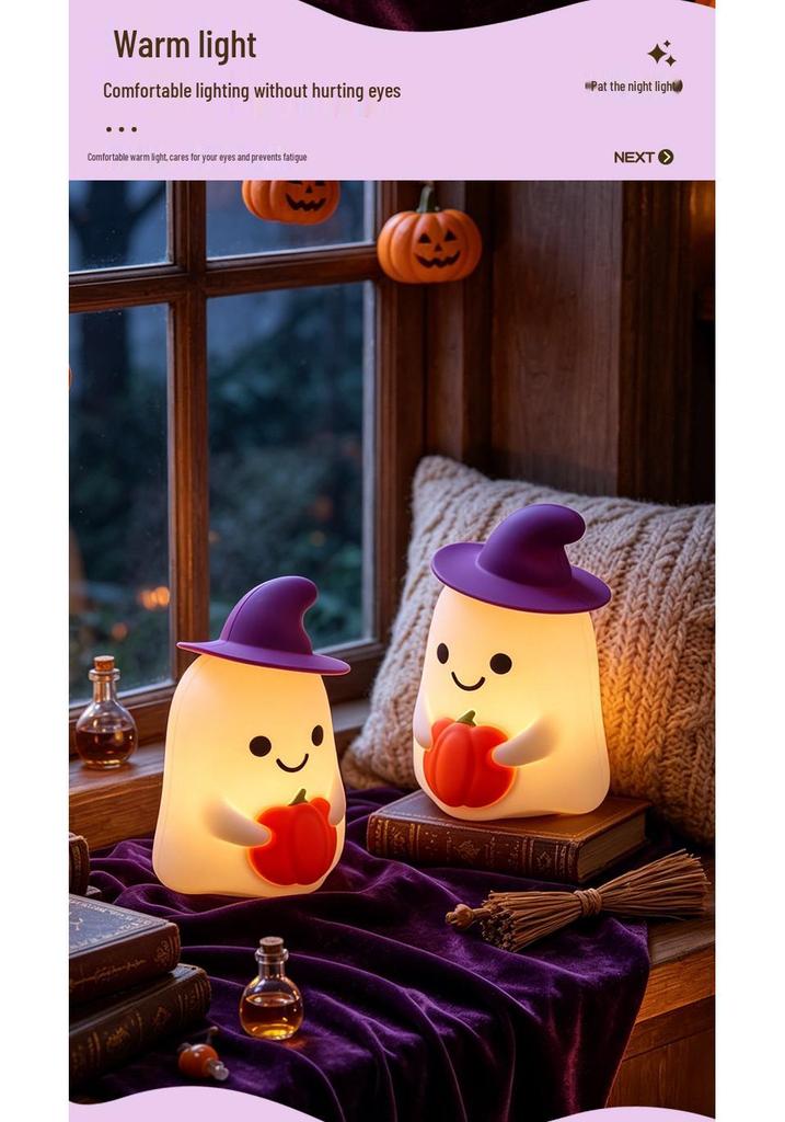 Halloween Pumpkin Witch Silicone Night Light with Timer