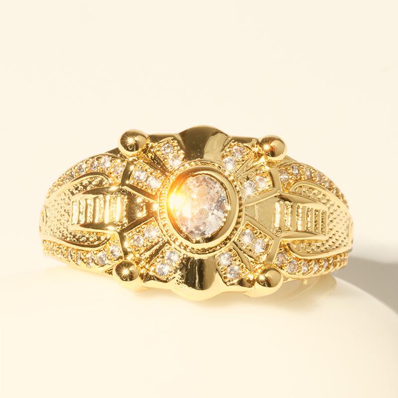 Jewelry Men'S Style Rudder Personalized Gold Men'S Ring, Imitation Square Diamond Ring Fashionable Men'S Ring