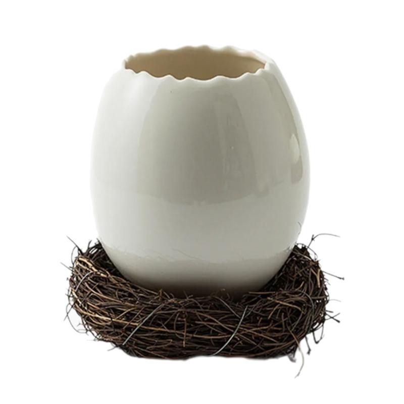 Bird Eggshell Serving Bowl Glossy Ceramic Decoration Bowl for Salad Fruit Display and Home Table Styling Use