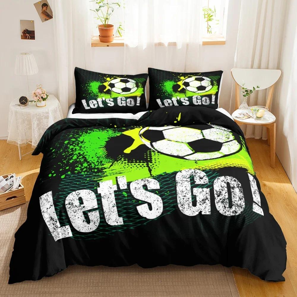 Soccer Duvet Cover Set for Kids Girls Teens Sports Theme Breathable Twin Polyester Quilt Cover