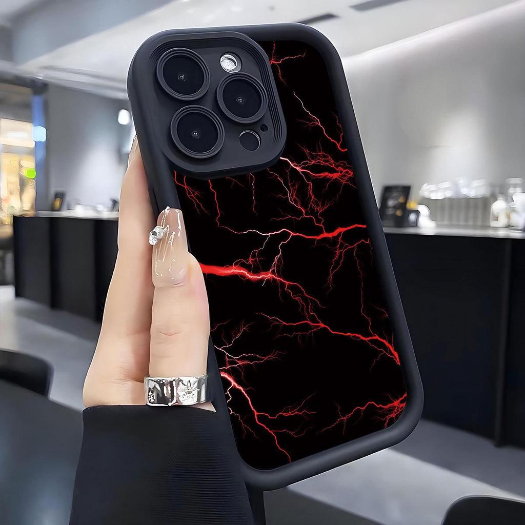 Red Glow Staircase Black Groove iPhone 14/15/16/17 Pro Max Phone Case
