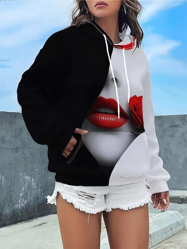 Módní dámské mikiny s kapucí 3D potiskem, ležérní mikiny, podzimní, oversized, s dlouhým rukávem, pulovry