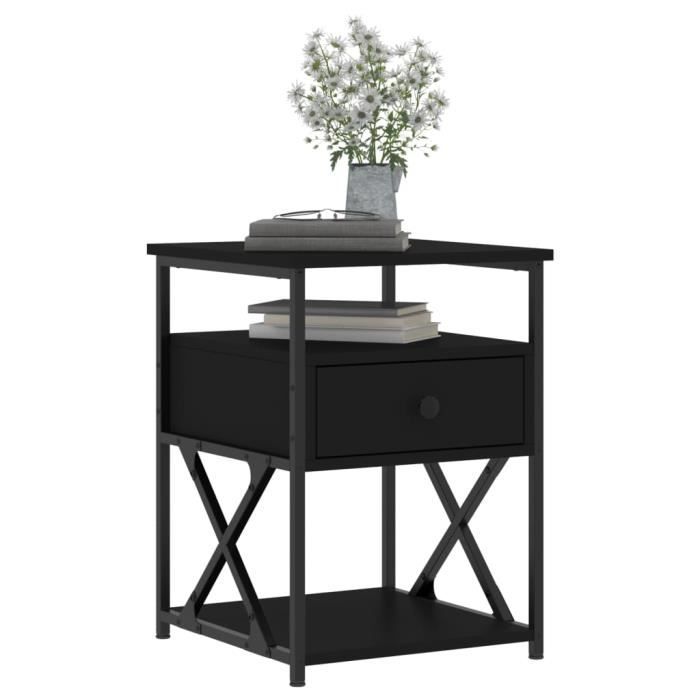 VidaXL Bedside Tables 2 Pcs Black 40x42x55 Cm Engineered Wood 826074