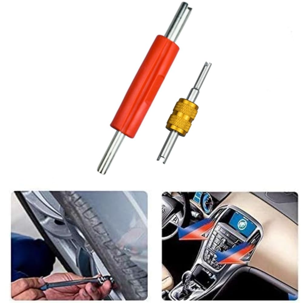 Luchtventielsleutel, Ventielkernverwijderaar, Bandenreparatietool, Set van 2, Bug Turner