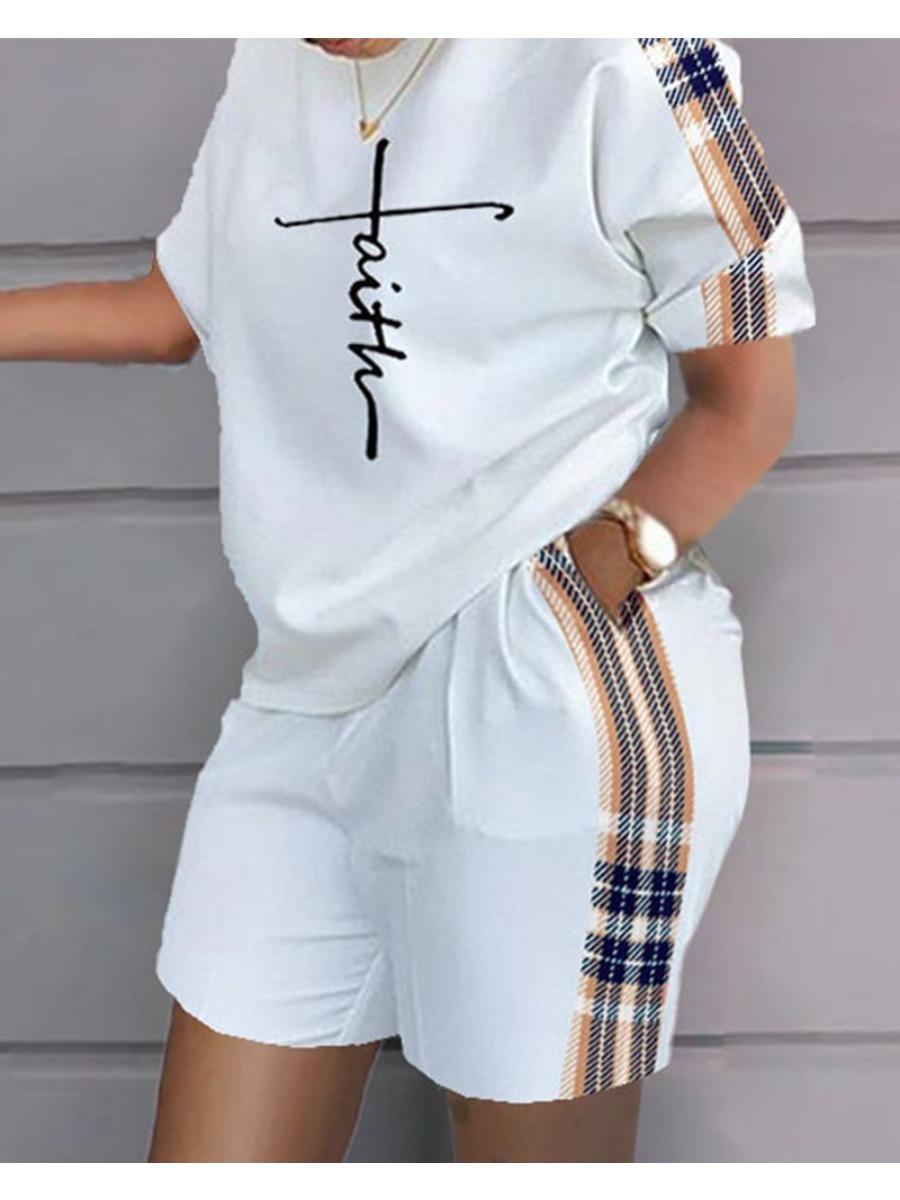 

Літня популярна футболка з 3d-принтом + шорти, комплекти з 2 предметів, модний повсякденний жіночий короткий костюм, м’який спортивний костюм для бігу, трендовий одяг, одяг 2XL