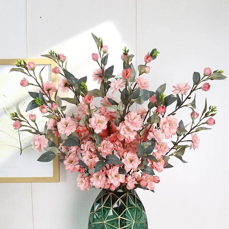2-Pronged Artificial Camellia Flower Wedding Floor Arrangement Living Room Decor Ornament Furniture Decor