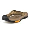 Fashion Genuine Leather Men Flip-flops Cool Beach Summer Shoes Anti-collision Toe Male Slippers Leisure Walk Non-Slip Non-Slip Half Drag