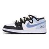 Jordan Air Jordan 1 Puppy Fragment Slip Resistant Abrasion Resistant Low Top Vintage Basketball Shoes Men's Black Blue 553558-131(Team85-)