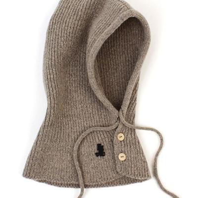 Cagoule ouverte beige en tricot de laine de chimie universelle