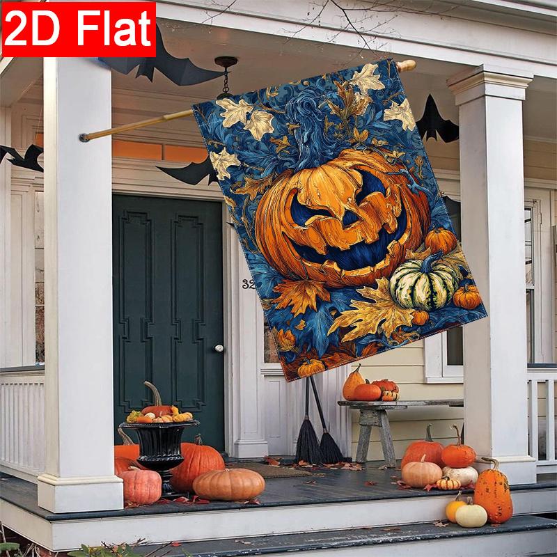 2D Flat - 2D Flat - 2D Flat - 2D Flat Halloween Garden Flag_ Halloween Pumpkin Lantern Large Garden Flag (4)- Outdoor Garden Flag Double-Sided Home De