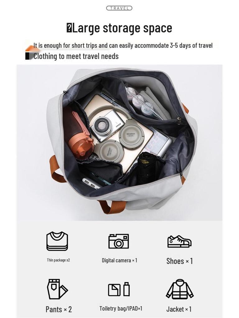 Women's Lightweight Water-Resistant Travel Bag with Wet/Dry Separation