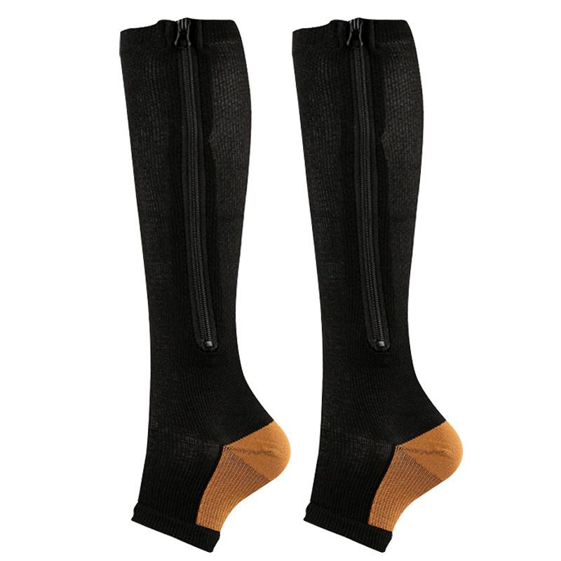 Women's Open-Toe Compression Zipper Socks - Elastic Calf Support 