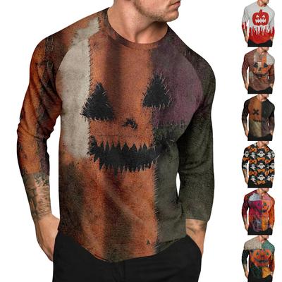 Halloween Print Raglan Sleeve Men's Long Sleeve Top